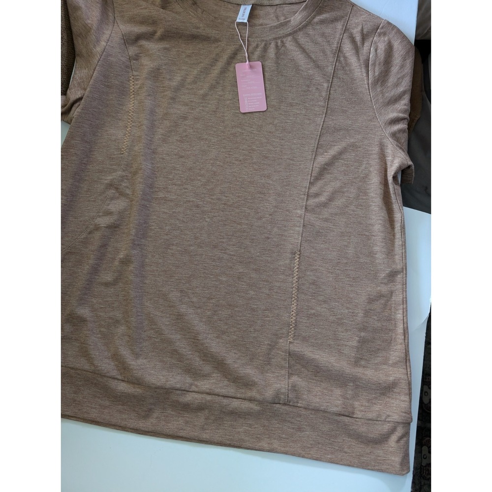 Women's Brown XL Niloufo Soft Polyester Rayon Spandex Tee